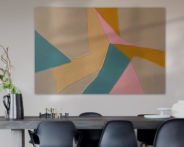 Géométrie abstraite minimaliste en couleur sur De Muurdecoratie
