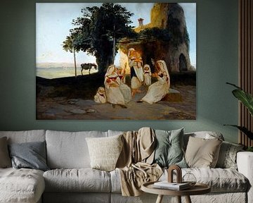 Weefvrouwen in Cervara - Carl Blechen