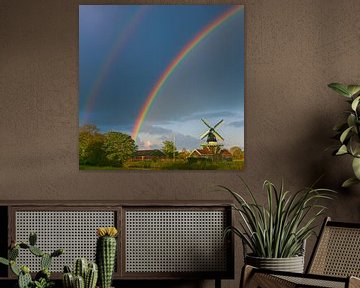 Doppelter Regenbogen über Bovenrijge von Henk Meijer Photography