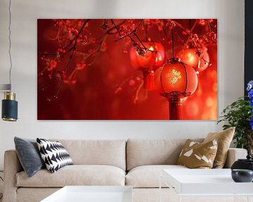 Elements in the new year red lanterns Chinese Asians by de-nue-pic