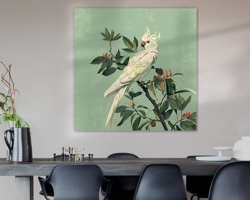 Cockatoo with light green background by StudioMaria.nl