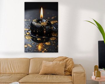 Modern candle with gold splashes by De Muurdecoratie