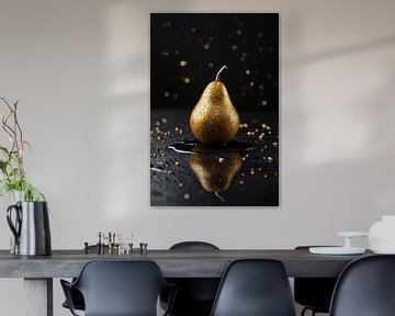Goldene Birne mit Glitter auf schwarzem Hintergrund von De Muurdecoratie