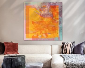 Abstract organic shapes in pastel and neon colors. Golden memories. by Dina Dankers