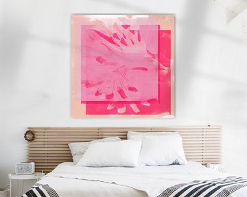 Abstract organic shapes in pastel and neon colors. Pink leaves. by Dina Dankers