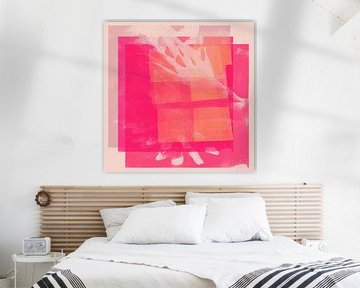 Formes organiques abstraites dans des couleurs pastel et néon. Fenêtre rose. sur Dina Dankers