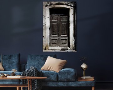 Double wooden black door