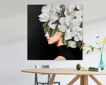 Magnolia Beauty (close-up on black) van Marja van den Hurk