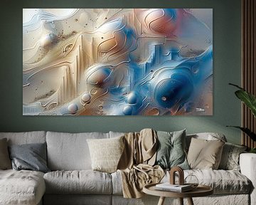 magische Formen in blau-gold-silber-rosa von Gelissen Artworks