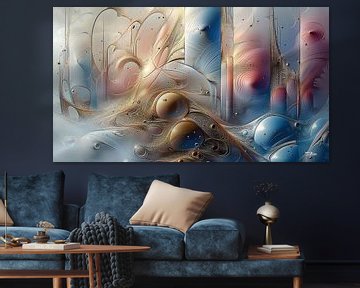 formes magiques en bleu-or-argent-rose sur Gelissen Artworks