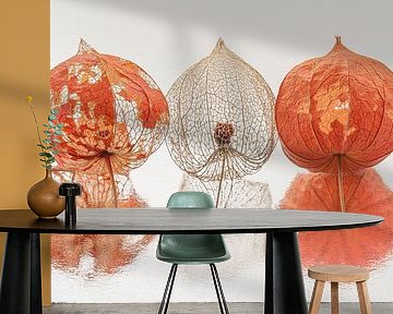 Impermanence: Panorama of three lanterns together by Marjolijn van den Berg