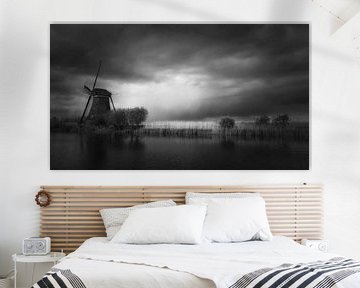 Magical Kinderdijk . Magical painterly Kinderdijk in B&W by Saskia Dingemans Awarded Photographer