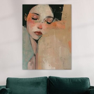 Modern abstract portret in terracotta