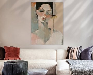 Modern abstract portrait in terracotta by Carla Van Iersel