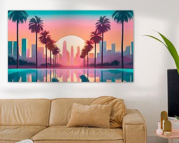 LA Palm trees with sunset by Mustafa Kurnaz