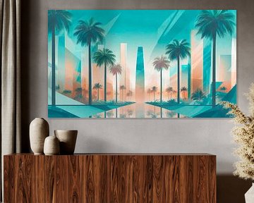 LA Palmbomen met zonsondergang van Mustafa Kurnaz