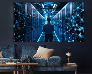 Mannelijke admin in futuristisch datacenter van de-nue-pic