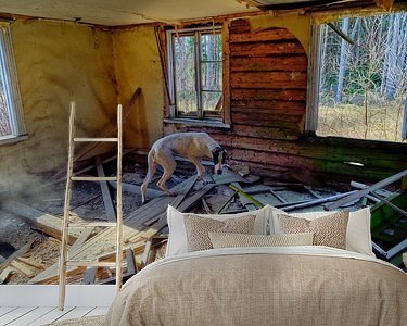 Voorbeeld van het werk in een kamer