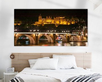 Heidelberg - Oude brug en kasteel bij nacht