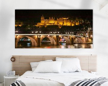 Heidelberg - Alte Brücke und Schloss bei Nacht von t.ART