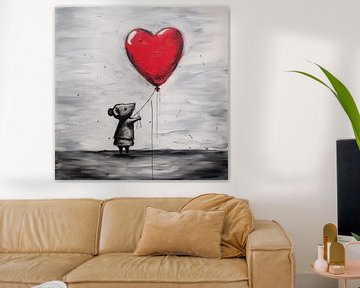 Muis met ballon (hart) van TheXclusive Art