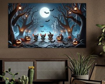 Le plaisir d'Halloween au clair de lune : les chauves-souris en route sur artefacti