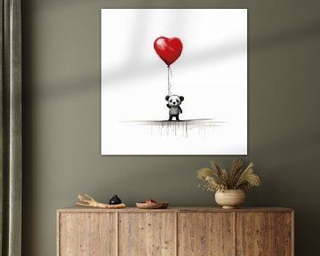 Baby panda met ballon (hart) van TheXclusive Art