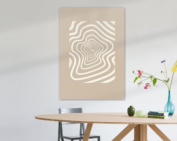 Grafische kunst Hartslag – Beige – Woonkamer & Slaapkamer - Minimalistisch interieur – Abstract van Design by Pien