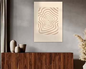 Grafische kunst Hartslag – Nude tint – Woonkamer & Slaapkamer - Minimalistisch interieur – Abstract van Design by Pien