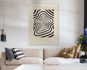 Grafische kunst Hartslag – Zwart Beige – Muur galerie - Minimalistisch interieur – Abstract van Design by Pien