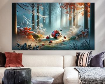 Morning dew in the enchanted forest - The ladybird family by artefacti