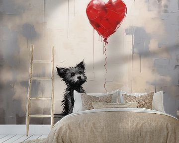 Kleiner Hund mit Ballonherz