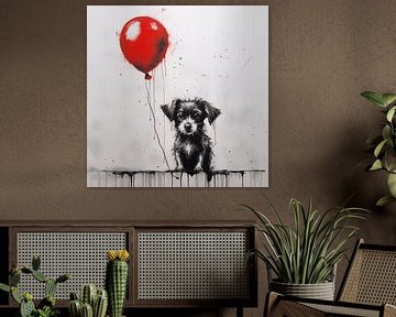 Puppy with balloon by TheXclusive Art