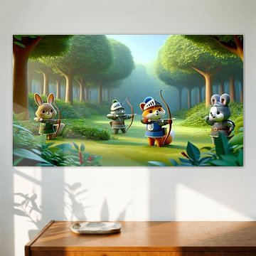 Brave archers in the forest clearing