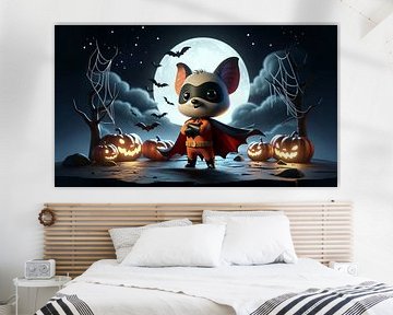 Une super chauve-souris courageuse lors de la nuit d'Halloween sur artefacti