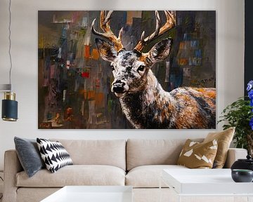 Abstract Expressionistisch Hert in Levendige Kleuren van Art & Soul Creations