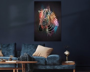 Kleurrijke Zebra in Abstracte Stijl van De Muurdecoratie