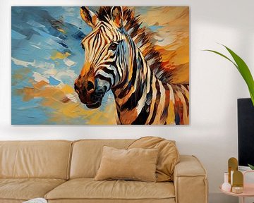 Abstrakter künstlerischer Hintergrund mit einem Zebra, im Ölfarben-Design von Animaflora PicsStock