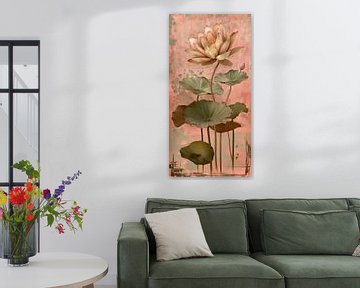 Lotus met oud roze achtergrond van Lauri Creates