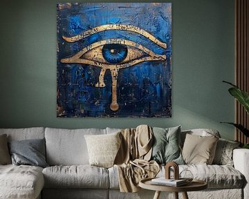 Vintage Egyptisch oog van Ruda in koningsblauw en goud van Lauri Creates