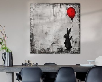 Konijn met ballon artistiek van TheXclusive Art