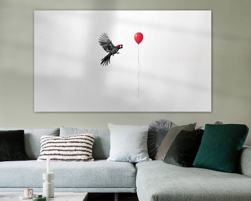 Papegaai met ballon panorama van TheXclusive Art