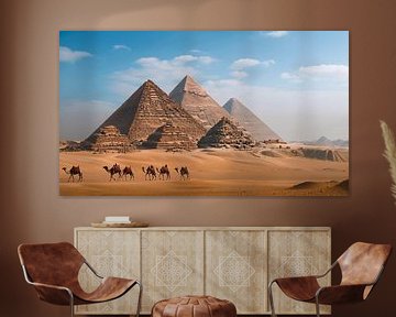 Pyramiden und Kamele Tageslichtpanorama von TheXclusive Art
