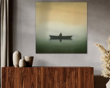 Fisherman in fishing boat by renato daub