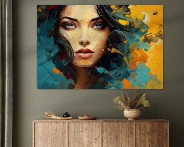 Abstracte artistieke achtergrond met een vrouw, in olieverf ontwerp van Animaflora PicsStock