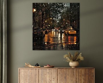 A rainy day in New York city van Vlindertuin Art