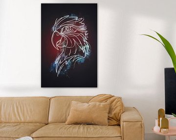 Dynamischer abstrakter Adler in Farbe von De Muurdecoratie