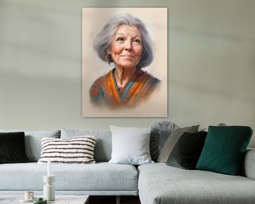 Portret van een oudere vrouw (kunst) van Art by Jeronimo
