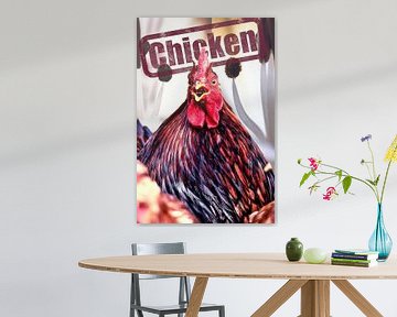 Rooster with the text: Chicken by Sara in t Veld Fotografie