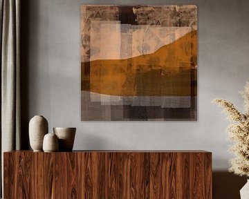 Modern abstract landscape. Ocher, taupe, brown. by Dina Dankers